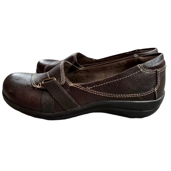 Natural Soul Womens llena Loafer Brown Leather Slip On Size 6M Non Slip - Picture 1 of 11